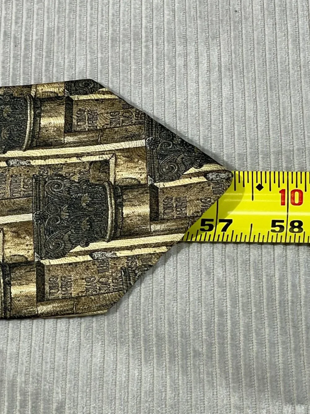 Vintage Structure 100% Silk Tie Architectural Greco-Roman Column Print Gold